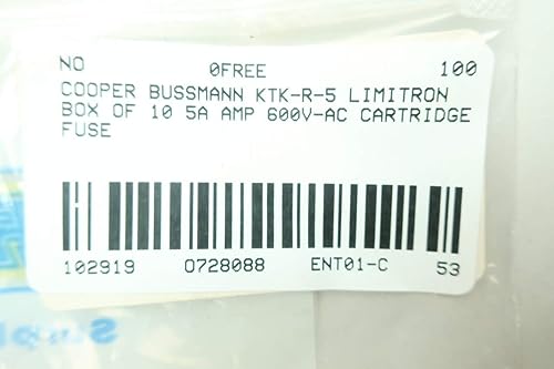 Miniatura 7 de Caja de 10 cartuchos COOPER BUSSMANN KTK-R-5 LIMITRON Fusible 5A AMP 600V-AC