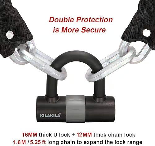 Miniatura 2 de KILAKILA - Candado de seguridad para bicicleta, 0.394in, bloqueo de bicicleta, bloqueo de disco con bloqueo de 0.630in U