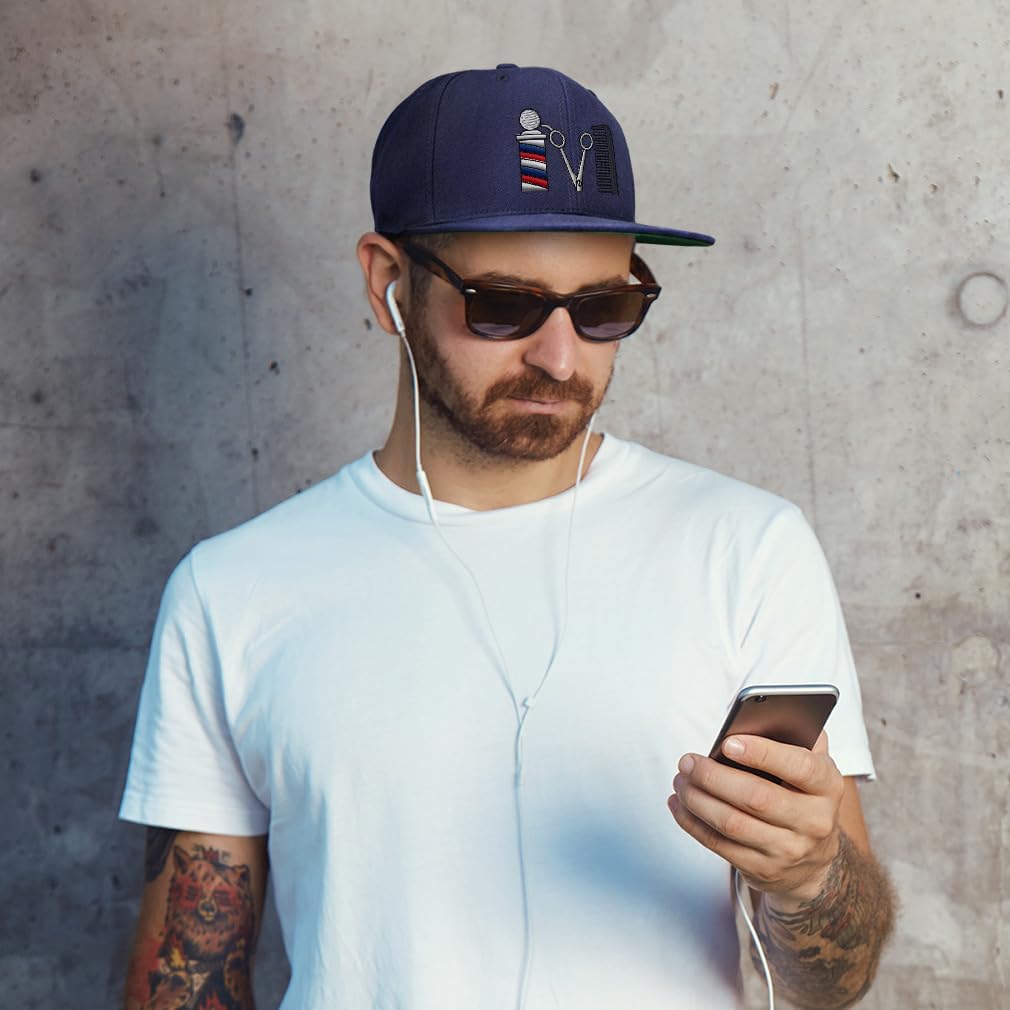 Speedy Pros Snapback Hat for Men Flat Brim Hats Barber Logo Embroidery Embroidered Flat Bill Hat Acrylic - Image 2