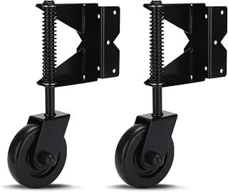 Heavy Duty Gate Helper Gate Wheel Spring-Loaded Gate Caster Kit or Gate Fence Supportfor Wooden PVC Fences,2 Pack,4.3 Inch,Black