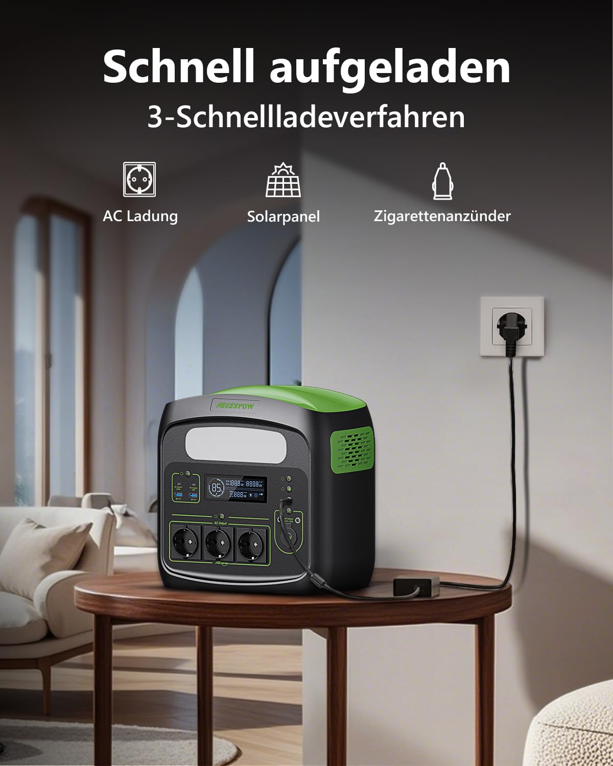 Tragbare Powerstation N7576 700W 483.84Wh AC Steckdosen x 3, Powerstation LiFePO4 Akku Reine Sinuswelle, USB-C PD100W Ausgang, Solargenerator für Camping Hause CPAP