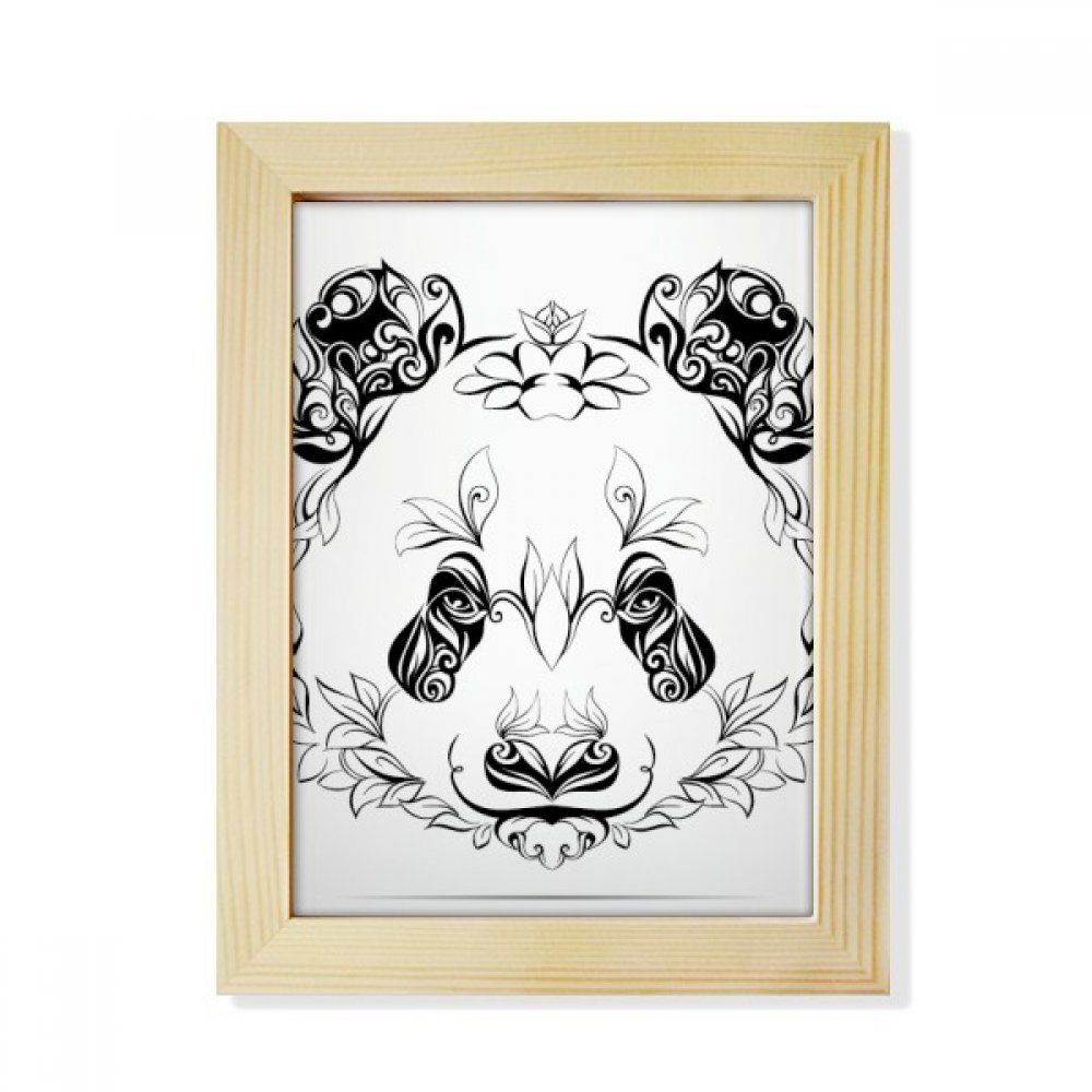 Retrato de panda gigante en marco de madera de alta calidad, pintura artística de 6x8 pulgadas