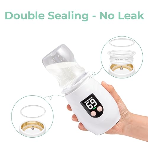 Miniatura 6 de Calentador de biberones inalámbrico portátil para viajes, recargable con 8 adaptadores y 1 recipiente de leche en polvo, material seguro,