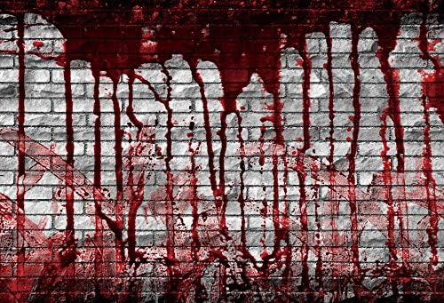 Miniatura 4 de Yeele Telón de fondo sangriento de ladrillos grises de 6 x 4 pies, fondo de fotografía de vinilo aterrador para fiesta de máscaras, cortina de fondo