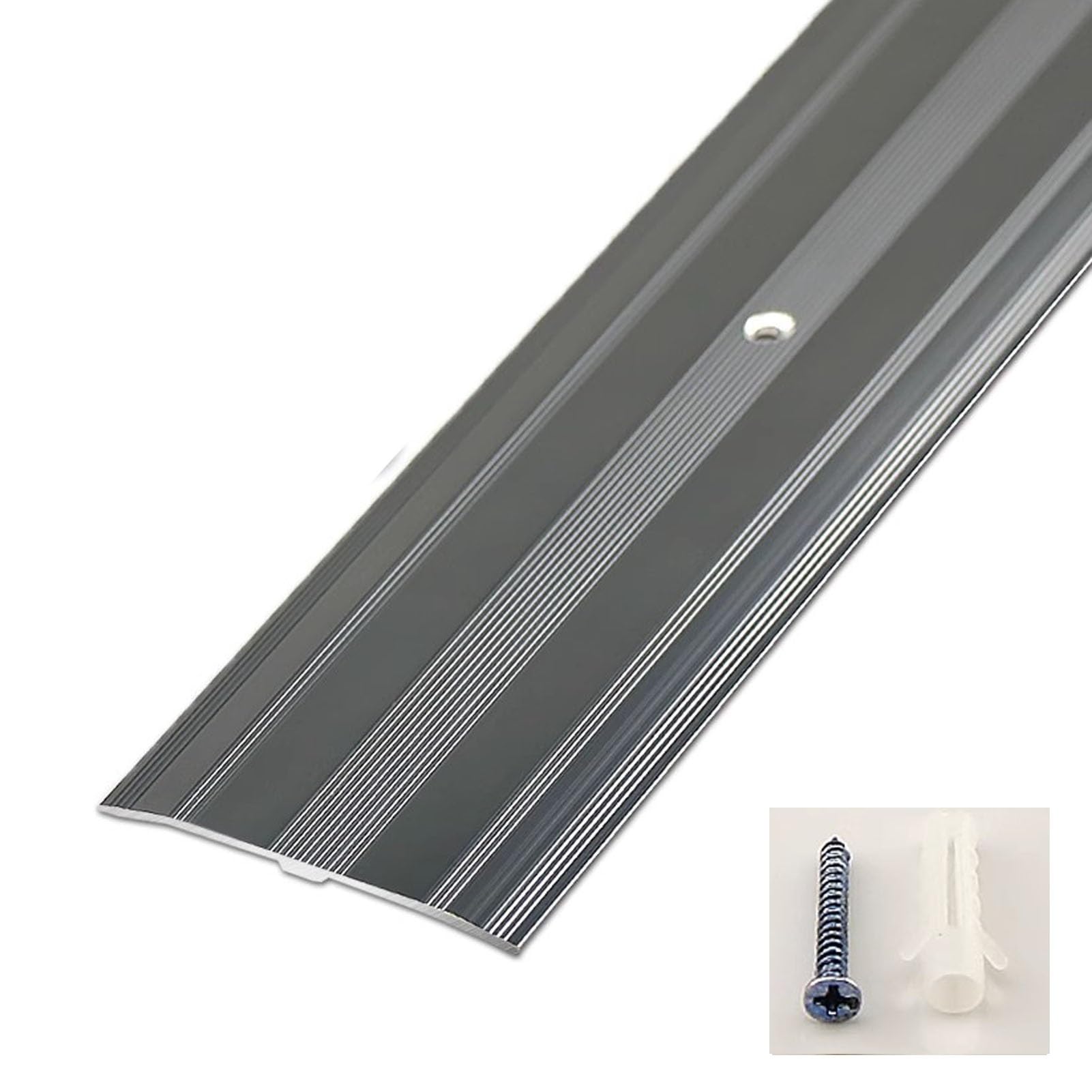 Profilo Trat largo 6 cm, striscia per pavimento con viti, perfetta per i non uniformi, disponibile in lunghezze da 90 a 180 cm, grigio (135 cm)