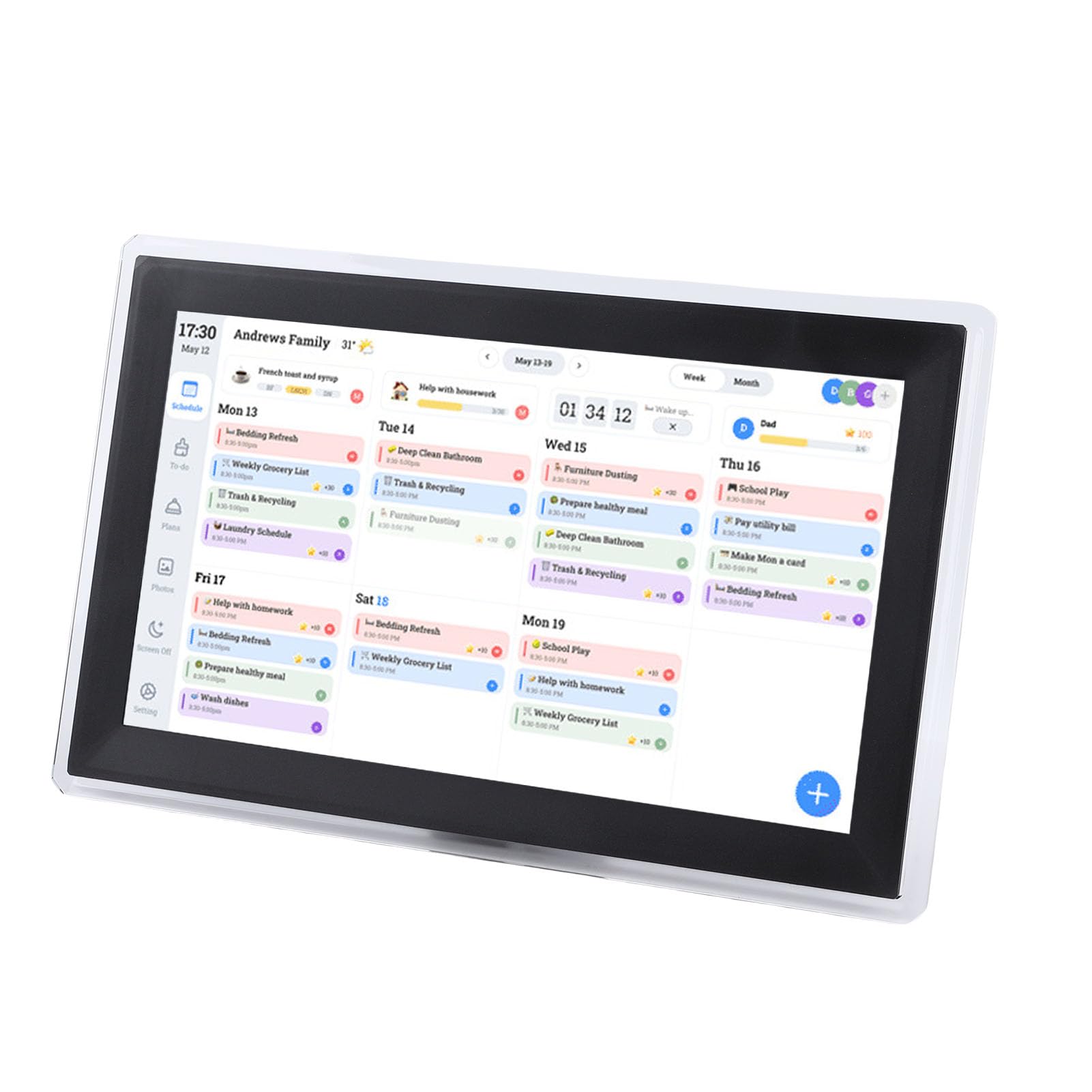 Sxhlseller 15,6 Zoll Digitaler Wandplaner WiFi, Full HD Touchscreen Display, Intelligenter Familien Organizer für Familienpläne, Essensplaner (EU)