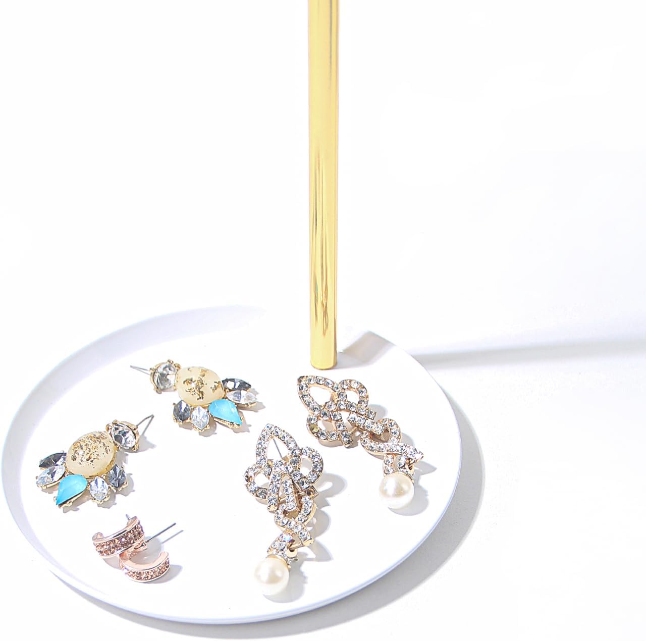 Necklace Holder, Rotating Necklace Display for Vendors, Metal Jewelry Display Stand, Hanging Pandent Chain Tower Rack with 8 Hooks - Image 5