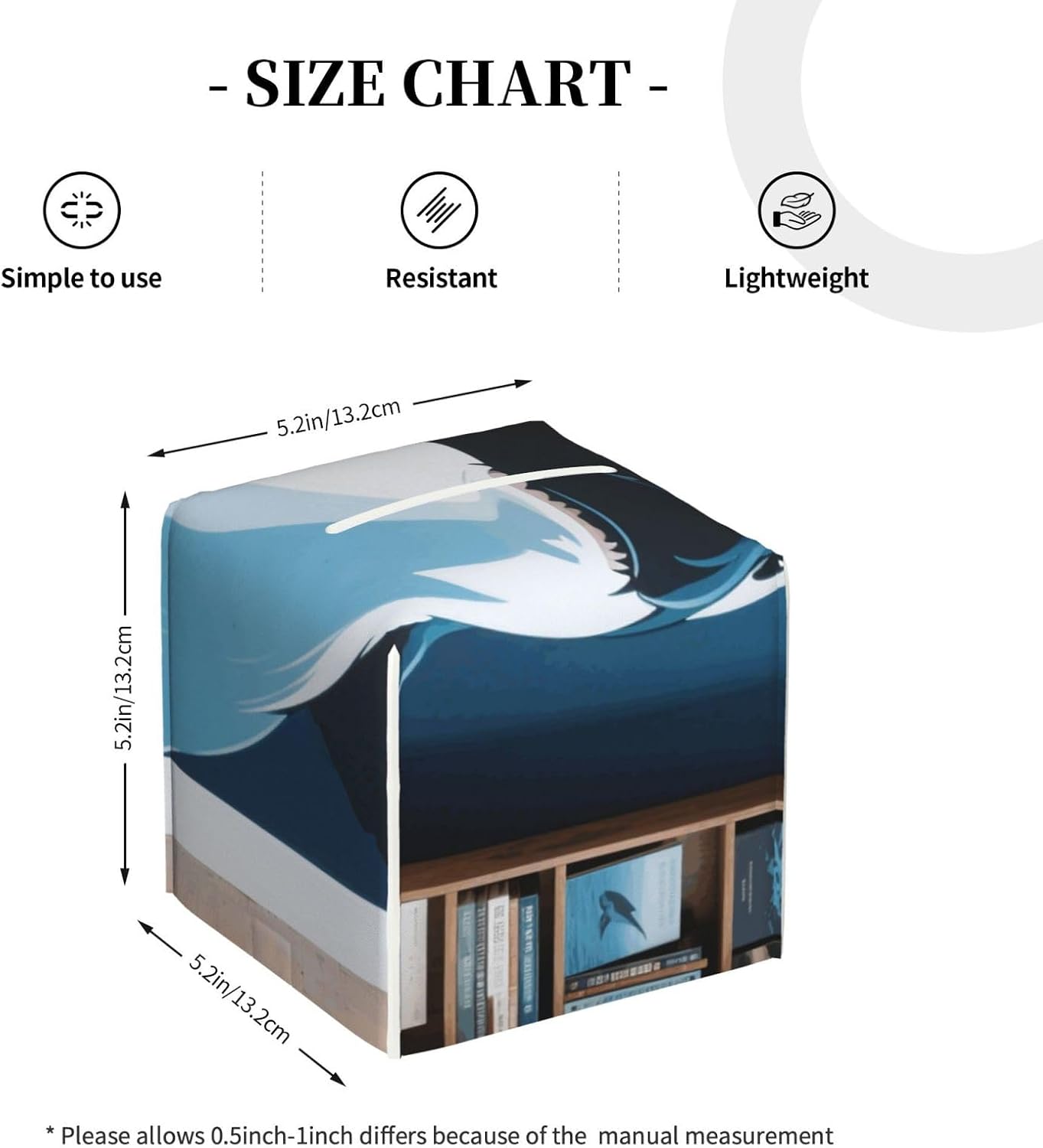 Pu Leather Cube Tissue Box Holders Modern Waterproof Square Tissue Box Cover Killer Whales Orca Facial Paper Holder For Bathroom Kitchen Nightstand Office Home Decor image 3
