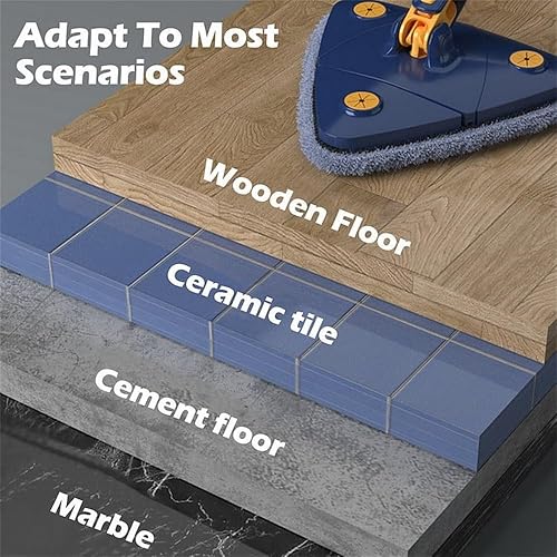 Miniatura 4 de Cleangly - Trapeador giratorio triangular de 360, trapeador mágico de limpieza ajustable giratorio de 360, triángulo de trapeador brillante,