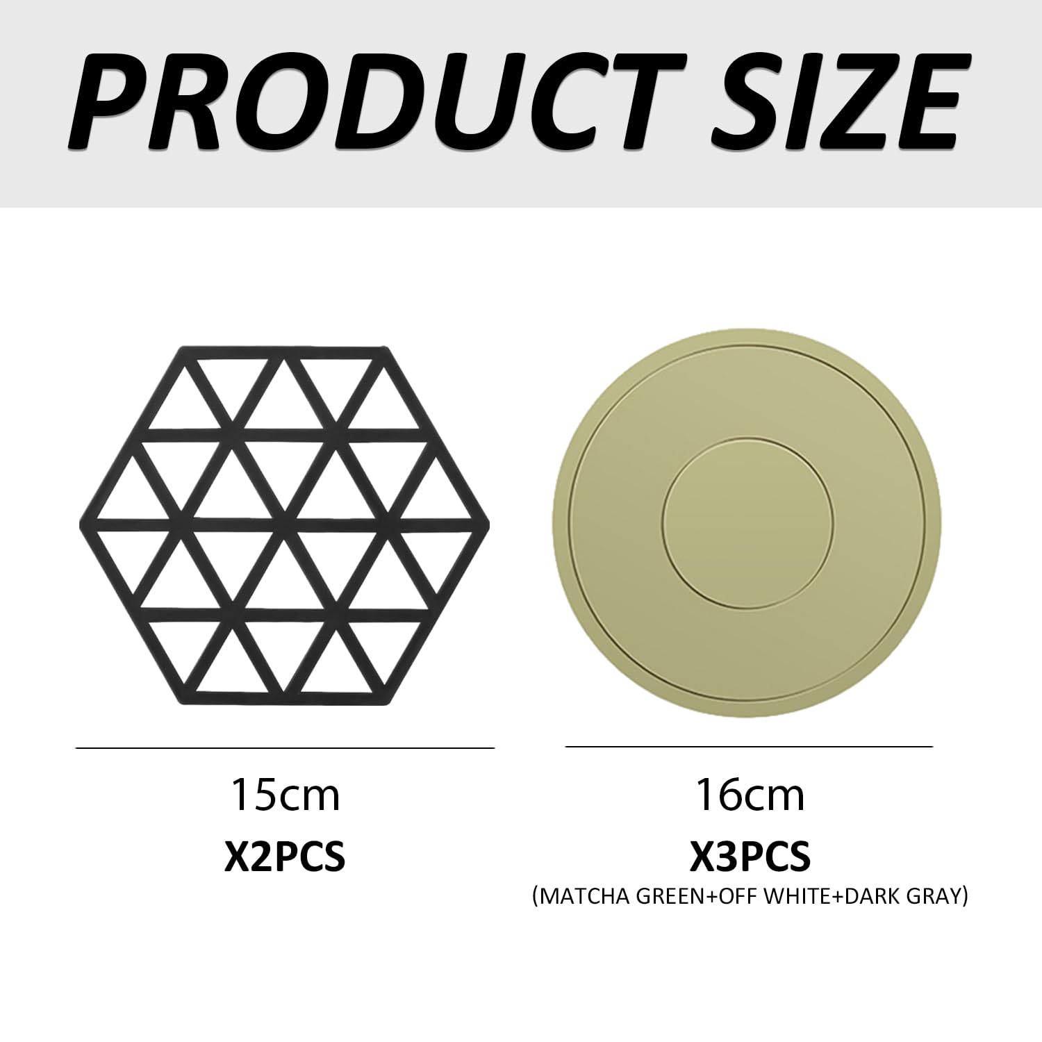 TYGFRT 3 Silicone Bowl Mats, 2 Black Coasters, Silicone Pot Mats, Silicone Coasters, Round Silicone Mats, Pot Coaster Set - Image 2