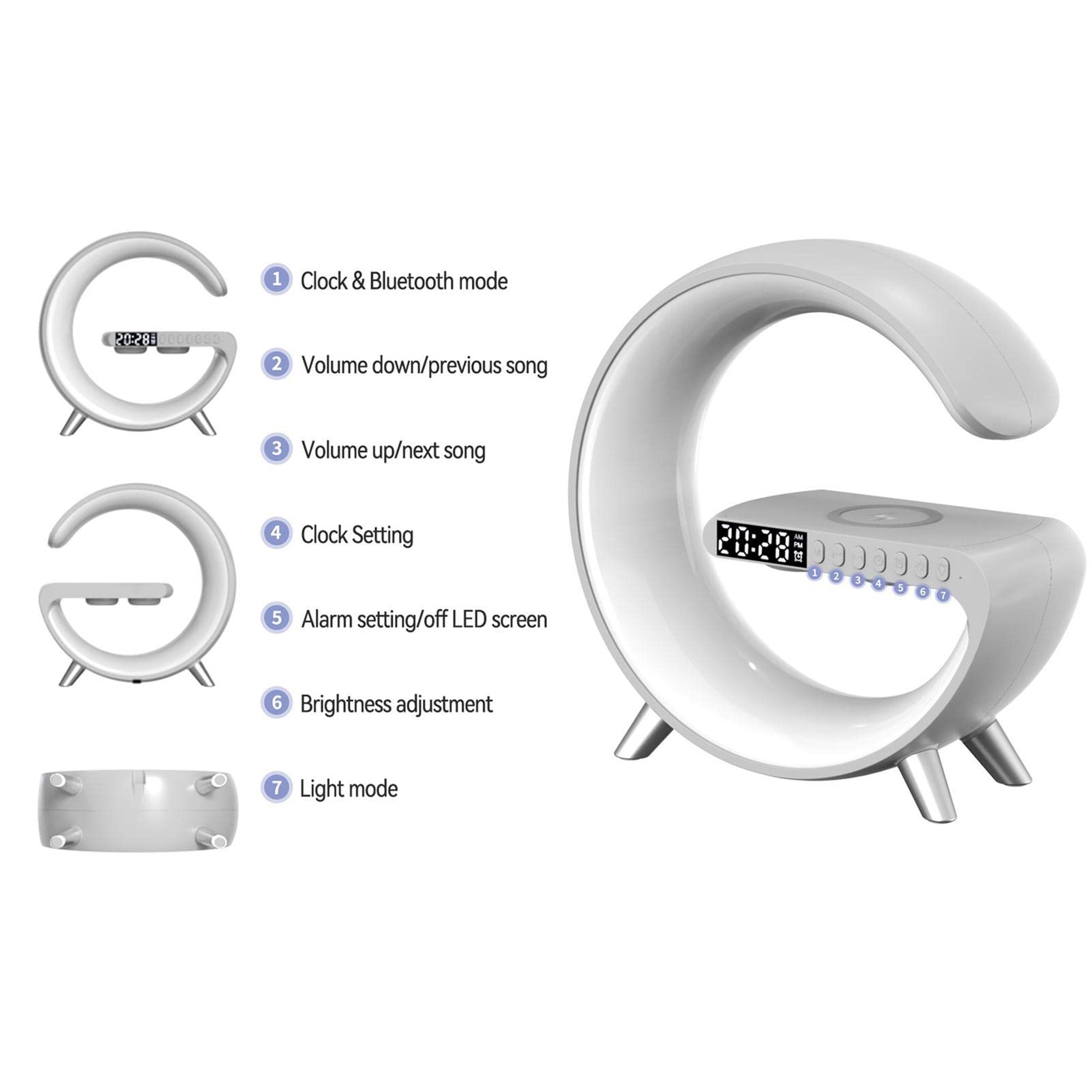 Lampe d'Ambiance Rythmique, Chargeur Sans Fil, Réveil Lever du Soleil, Station de Charge Intelligente