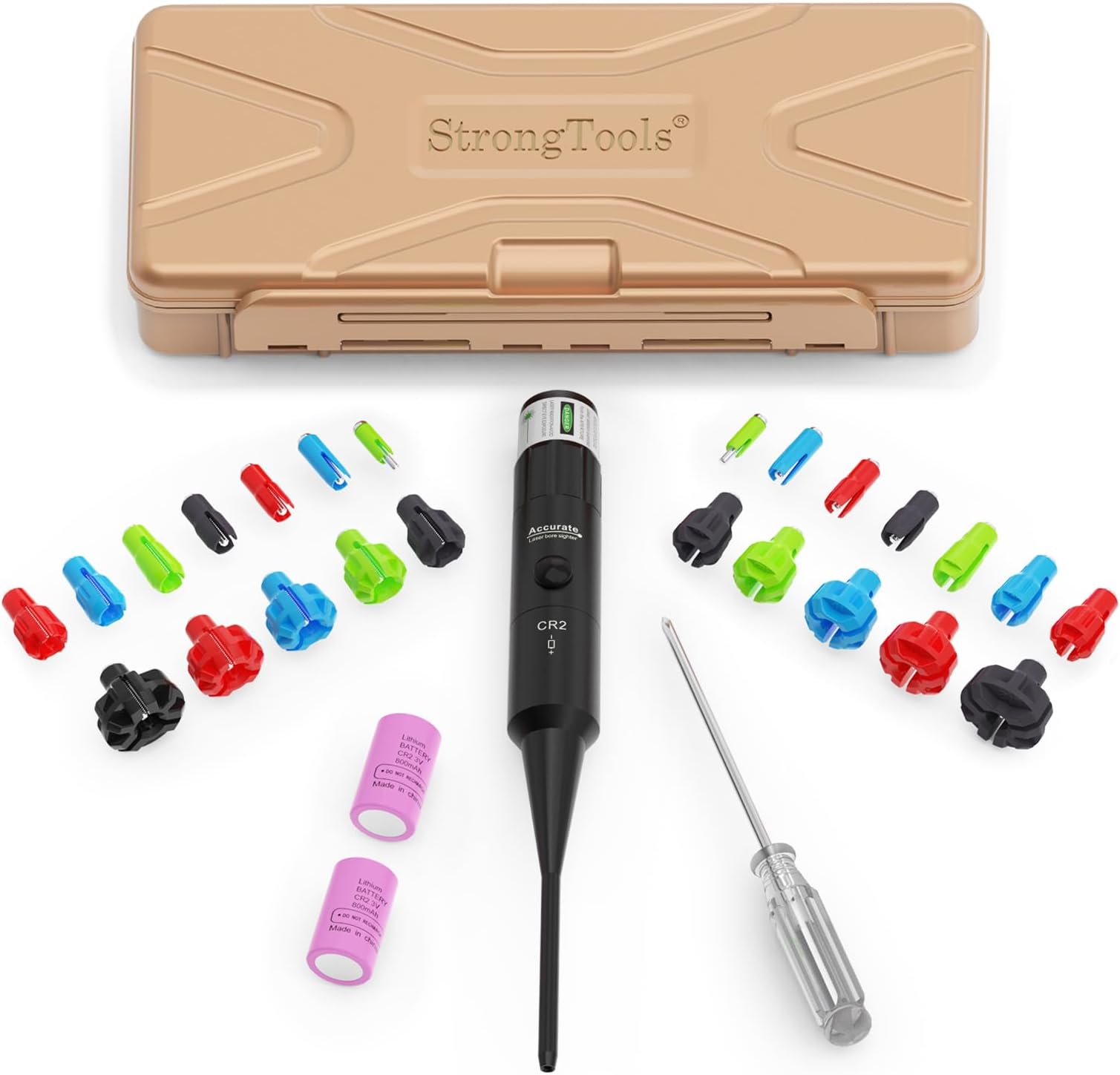 - Professional Green Laser Boresighter, 24 Adapters & Button Switch, Universal for 0.17 to 12GA, High-Visibility Day-Bright Boresight for Hunting and Range