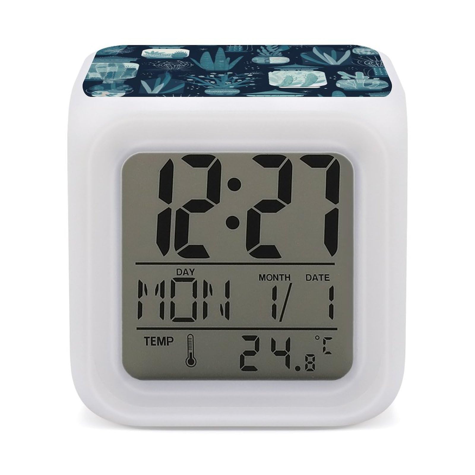 VstaDank Succulent Plants and Cactus Alarm Clock Alarm Clock with 7 Color Changing Digital Clocks for Bedrooms Sleep Training Clocks with Large Display for Office Kitchen Living Room