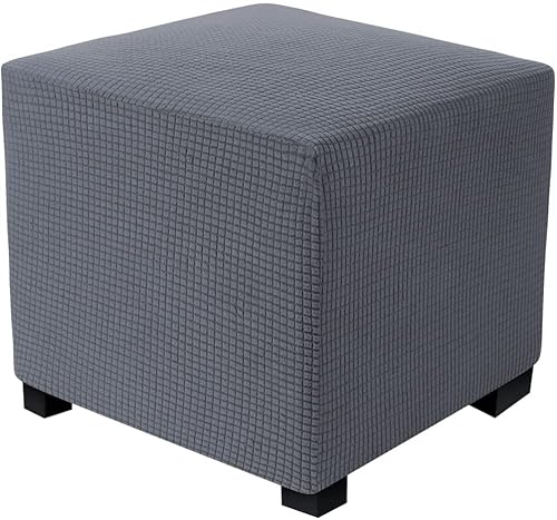 klkjk Housse pour Repose/Housse de Pouf Tabouret Carrée Rangement Housse de Ottomane Extensible Housse De Protection Pouf Rectangulaire Housse de Repose-Pieds élastique (Color : Gray, Size : 30x25cm) Cover