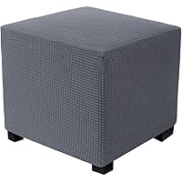 Elastischer Ottomanbezug 30x25cm Beige - Stretch Hockerüberzug Anti-Rutsch