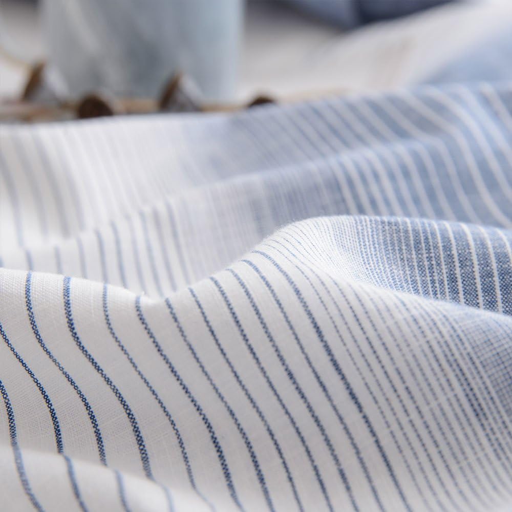 Top Rated Merryfeel Cotton Duvet Cover Set King Size,100% Cotton Yarn Dyed Textured Stripe Duvet Cover Set with Button Closure,3 Pieces Bedding Set -- Blue Flash Deals - 50% OFF Merryfeel Cotton Duvet Cover Set King Size,100% Cotton Yarn Dyed Textured Stripe Duvet Cover Set with Button Closure,3 Pieces Bedding Set -- Blue