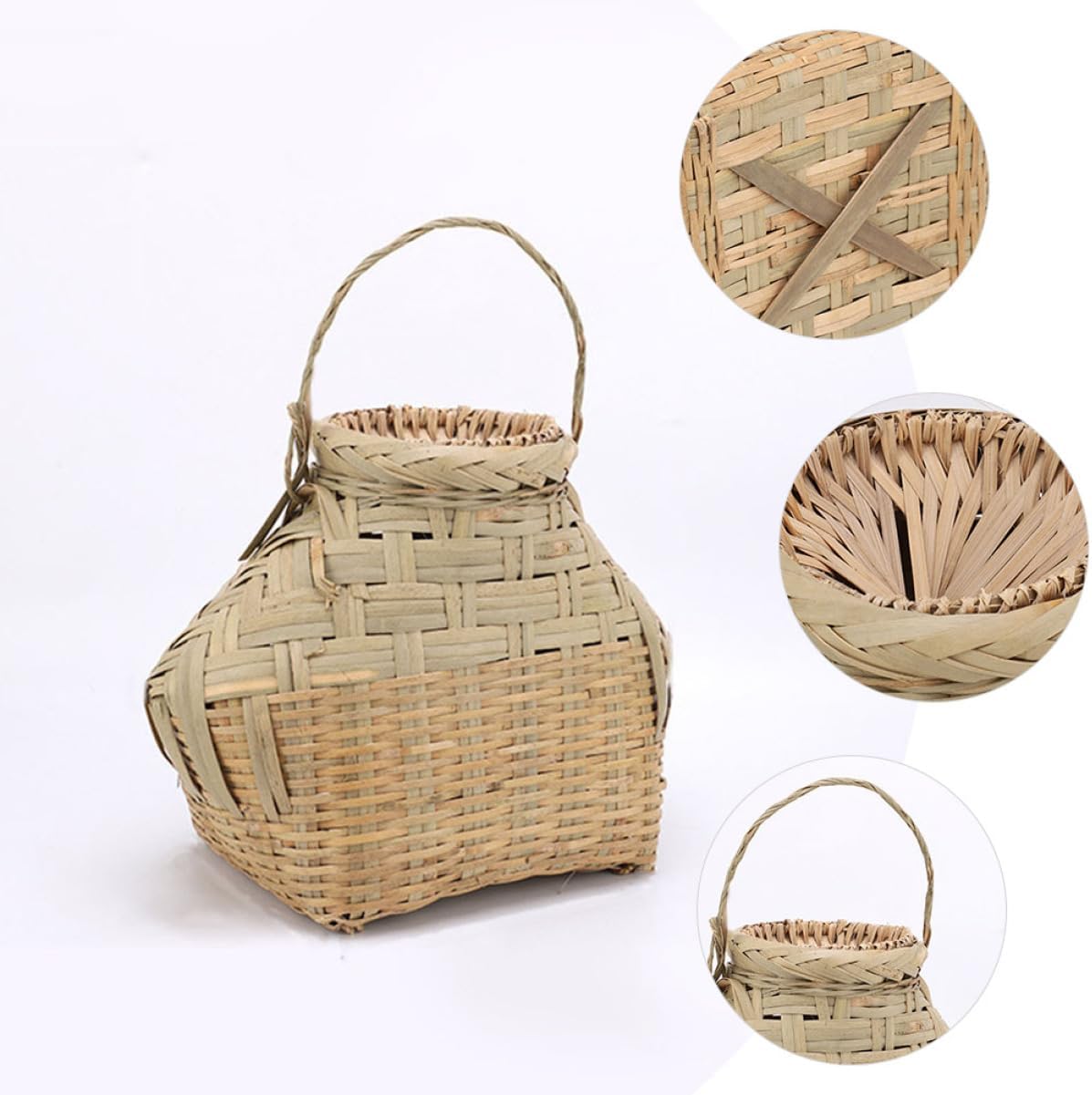 ERINGOGO Portable Bamboo Fishing Basket Lid Multi-Function Shrimp Container Sturdy Outdoor Fish Basket for Fishing Enthusiasts