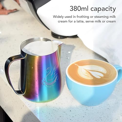 Miniatura 4 de Jarra espumosa, capacidad de 12.8fl oz, boquilla de águila, espumador de leche, grado alimenticio para crema deslumbrante