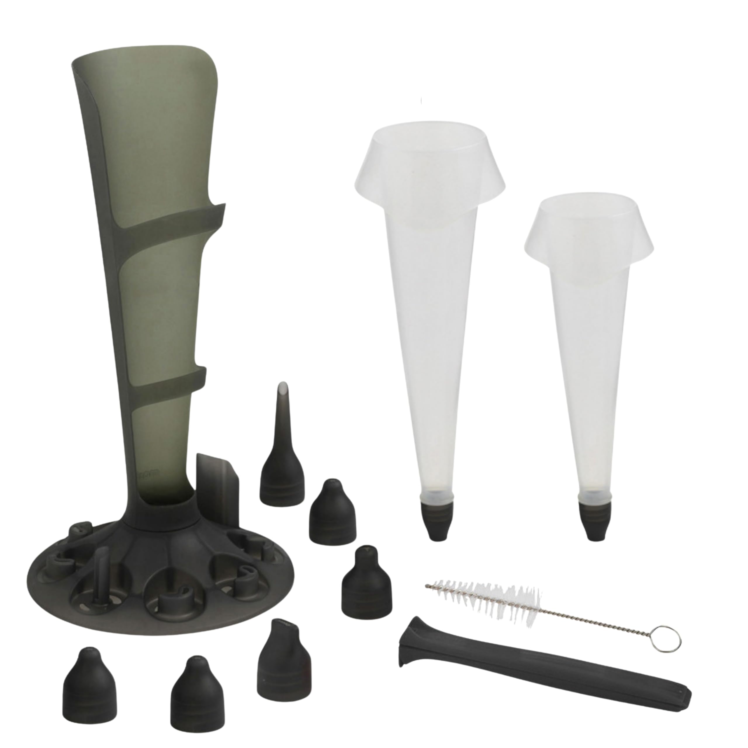 MASTRAD - Set 2 Poches à Douille Professionnelle Réutilisables + Support + Goupillon de Nettoyage - Cuisine Pâtisserie Desserts - Contenance 500ml et 1L - Sans BPA, Noir