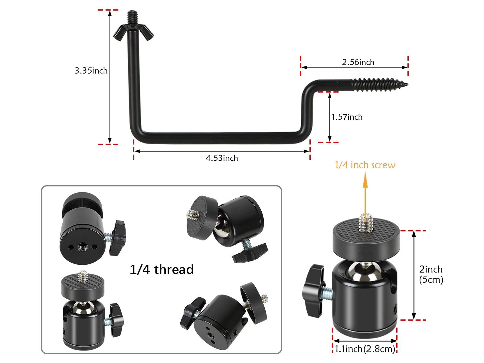 Supporto per fotocamera 4 pezzi Supporto per fotocamera da caccia Metal Haler con mini testa a sfera Startiv su muro o albero