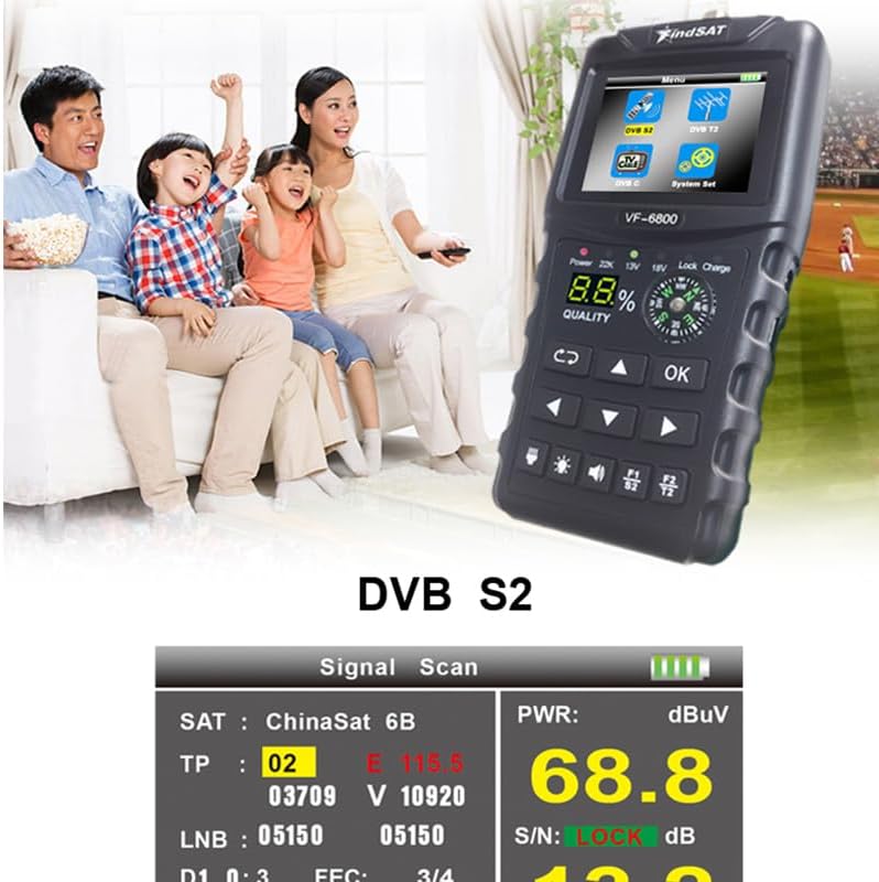 VF-6800P Satellite Meter Support DVB-T2/DVB S2/DVB C Combo Sat Meter For Satellite TV Receiver DVD T2 Tuner