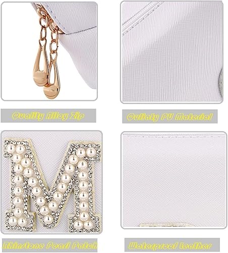 Miniatura 4 de Bride Patch MRS - Bolsa de cosméticos para mujer, bolsa de maquillaje con letras de diamantes de imitación para mujer, portátil, pequeña, de piel