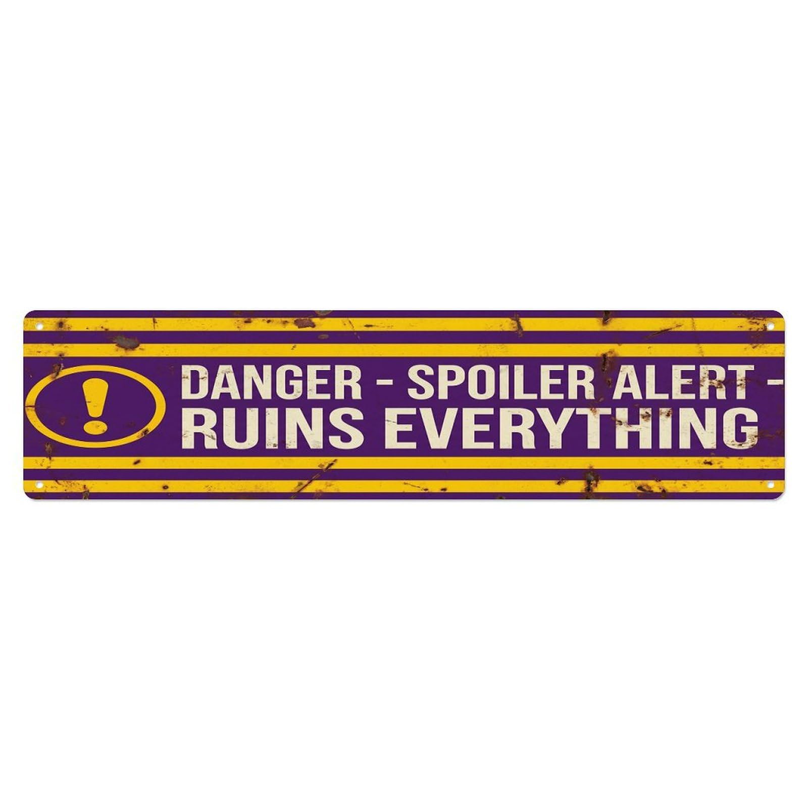 Olhnbad 4X16inch(10X40cm) Vintage Funny Danger Spoiler Alert Warning Metal Tin Sign