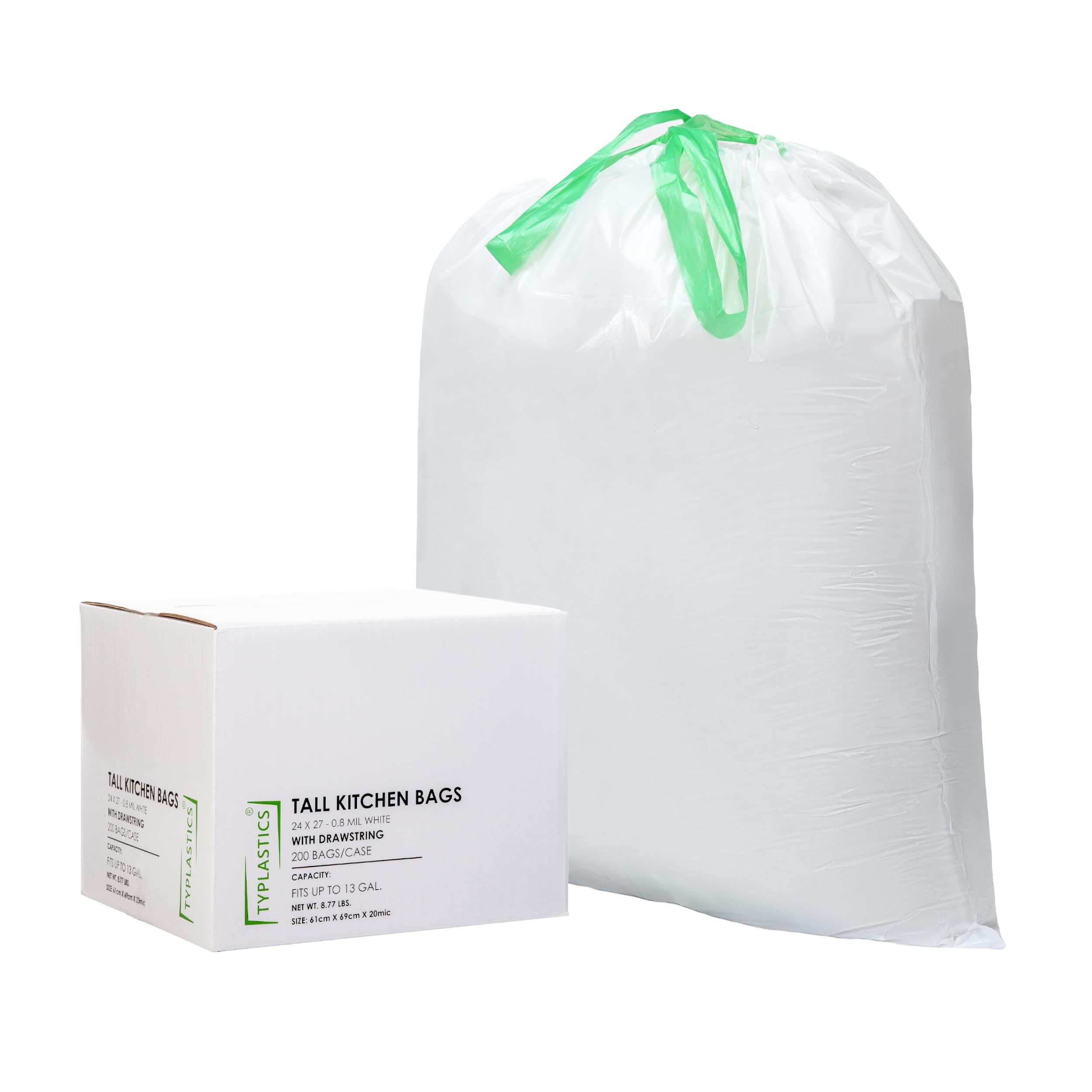 TYPLASTICS Bolsas de basura altas con cordón para cocina, 13 galones (200 unidades)