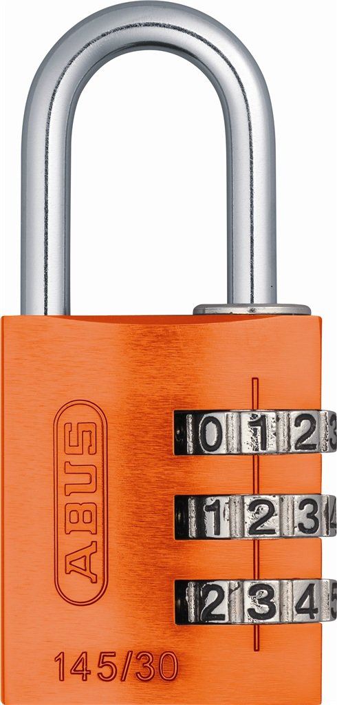 ABUS145/30 C Aluminum Resettable Combination Padlock, 3 Dial, Orange