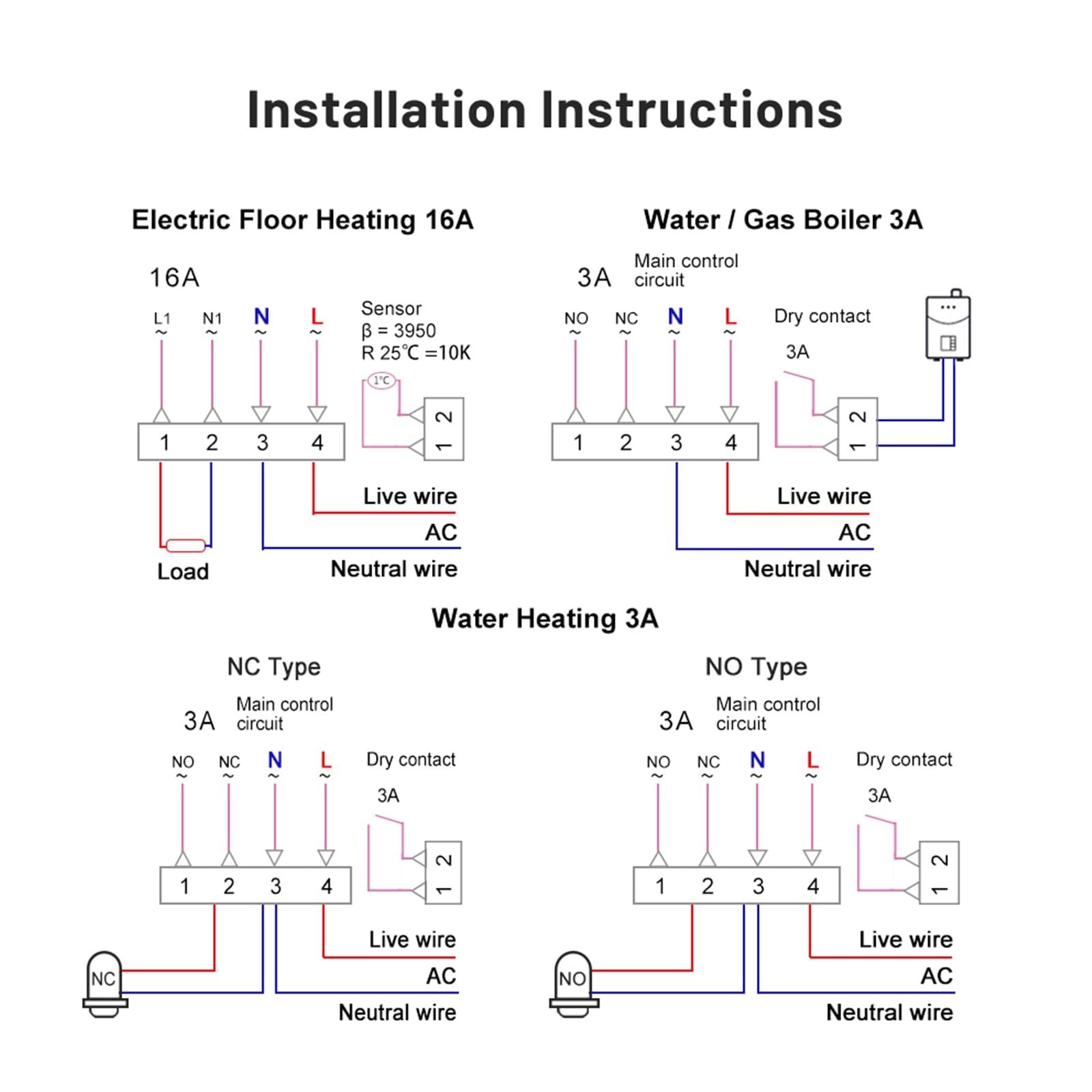 Inteligentny termostat Wifi elektryczne ogrzewanie podłogowe woda/kocioł gazowy LCD cyfrowa kontrola temperatury dotykowej(WiFi ElectricHeating)