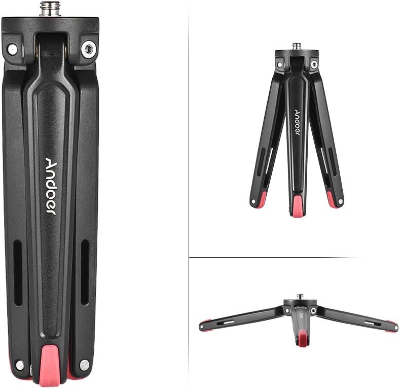 Andoer Mini Handheld Travel Desktop Tripod Camera Stand Holder Aluminum Alloy 11Lbs Load Capacity for Canon Nikon Sony DSLR for iPhone X 8 7s Plus Smartphone for GoPro 6 5 4 Action Sports Camera