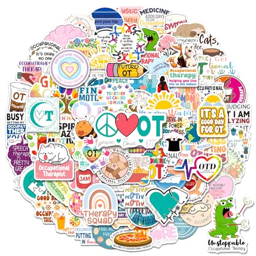 YTSQLER Occupational Therapy Stickers 200 PCS OT Stickers Bulk for Laptop Binders Water Bottle Occupational Therapist Gifts for Women Students Coworkers Adults