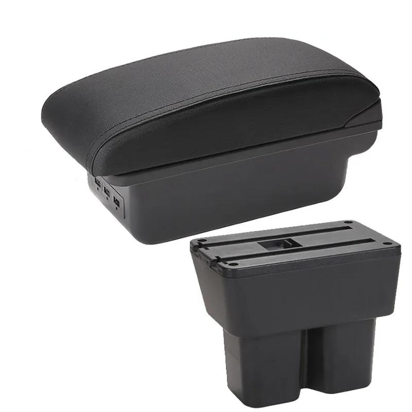 NOHEEU Car Center Console Storage Box Multifunctional Armrest Interior Accessories For Jimny JB74 2019-2023(B2 Black line 3USB)
