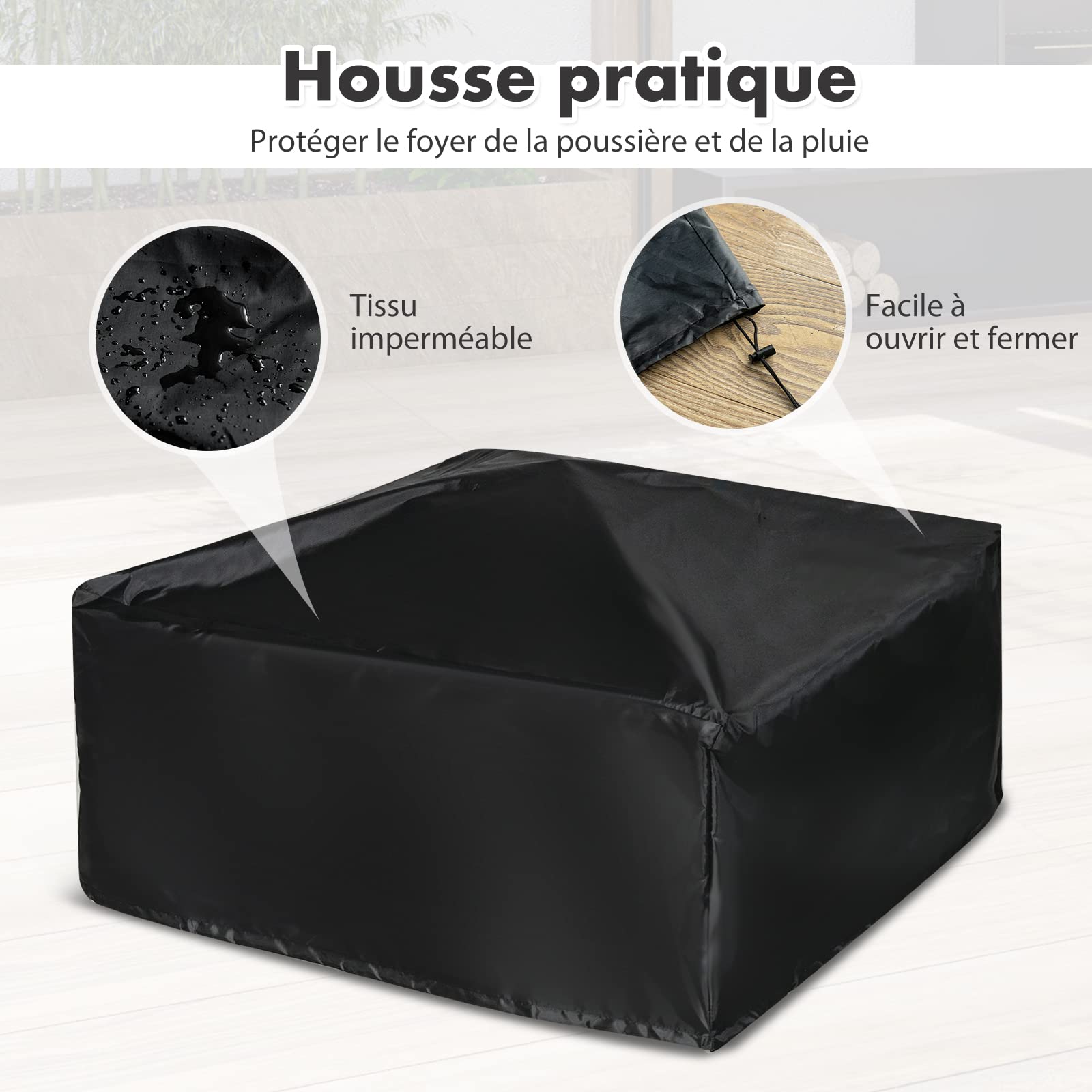 RELAX4LIFE Brasero Extérieur en Fer 3 en 1 avec Couvercle, Brasier avec 6 Trous de Ventilation, Poker et Filet de Barbecue, Brasero avec Sac de Rangement, pour Patio/Jardin/Cour (Modèle 1)