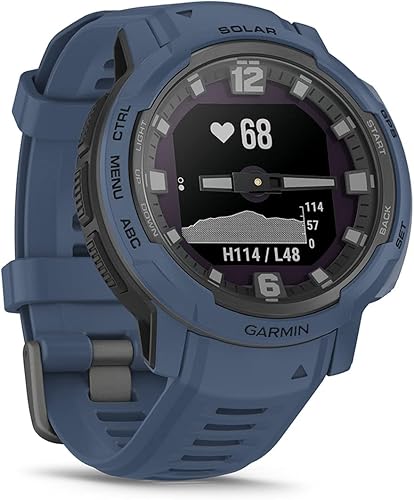 Miniatura 6 de PlayBetter Garmin Instinct Crossover Solar (Tidal Blue) Reloj inteligente híbrido resistente con manecillas luminiscentes y pantalla digital,
