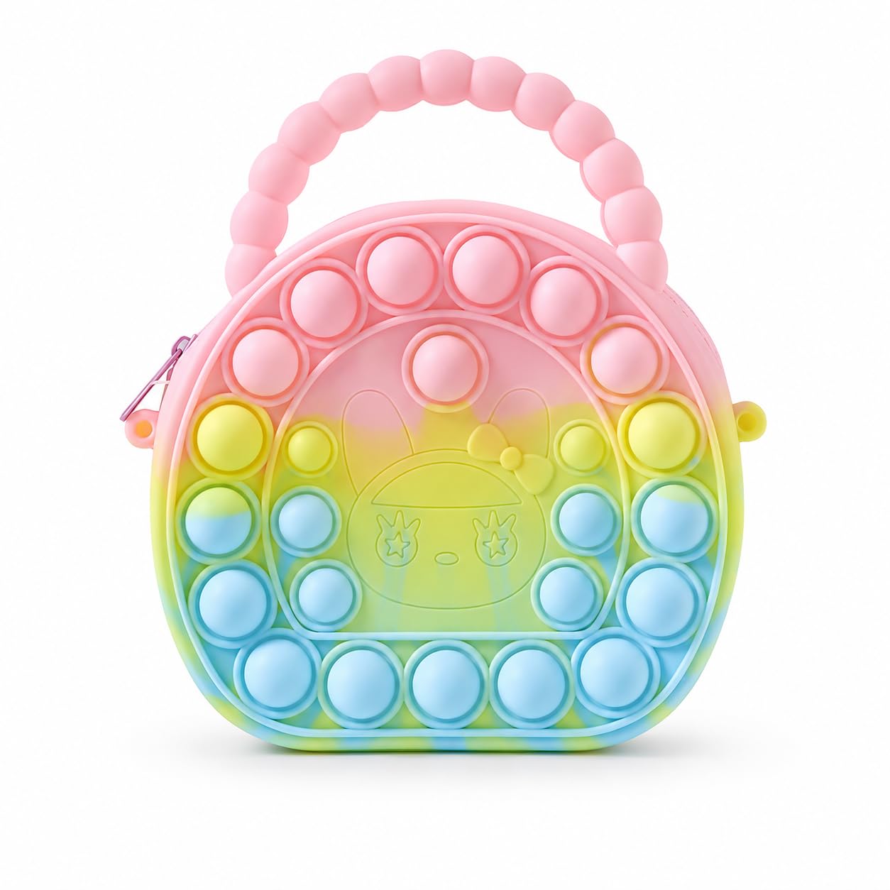 mclear Rainbow Round Silicone Push Pop It Coin Purse with Zipper, Bubble Fidget Cute Mini Travel Pouch Handbag Small Storage, Accessories for Girls, 15x12.6 cm Pack of 1-picture-24