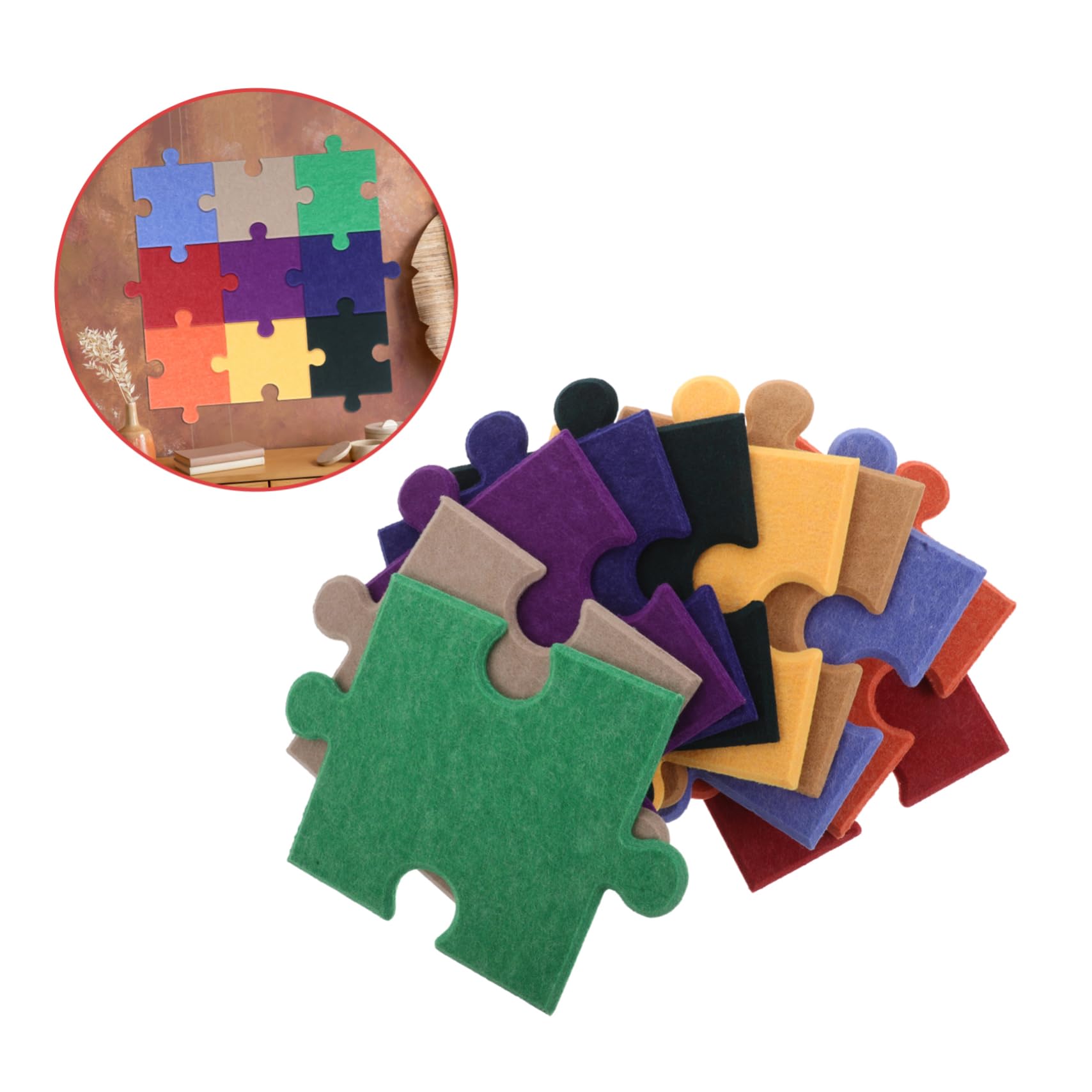DECHOUS 10 Stück-Pack Selbstklebende Filz Puzzleteile Wandaufkleber Filzplatten Vielseitige Wanddekoration Kinderzimmer Büro Wohnzimmer