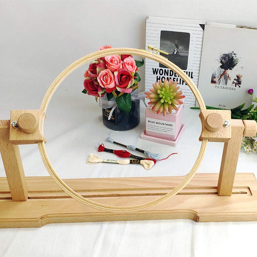 Needlepoint Embroidery Tapestry Frame Stand Adjustable Desktop-Standing Wooden Cross Stitch Hoops Holder