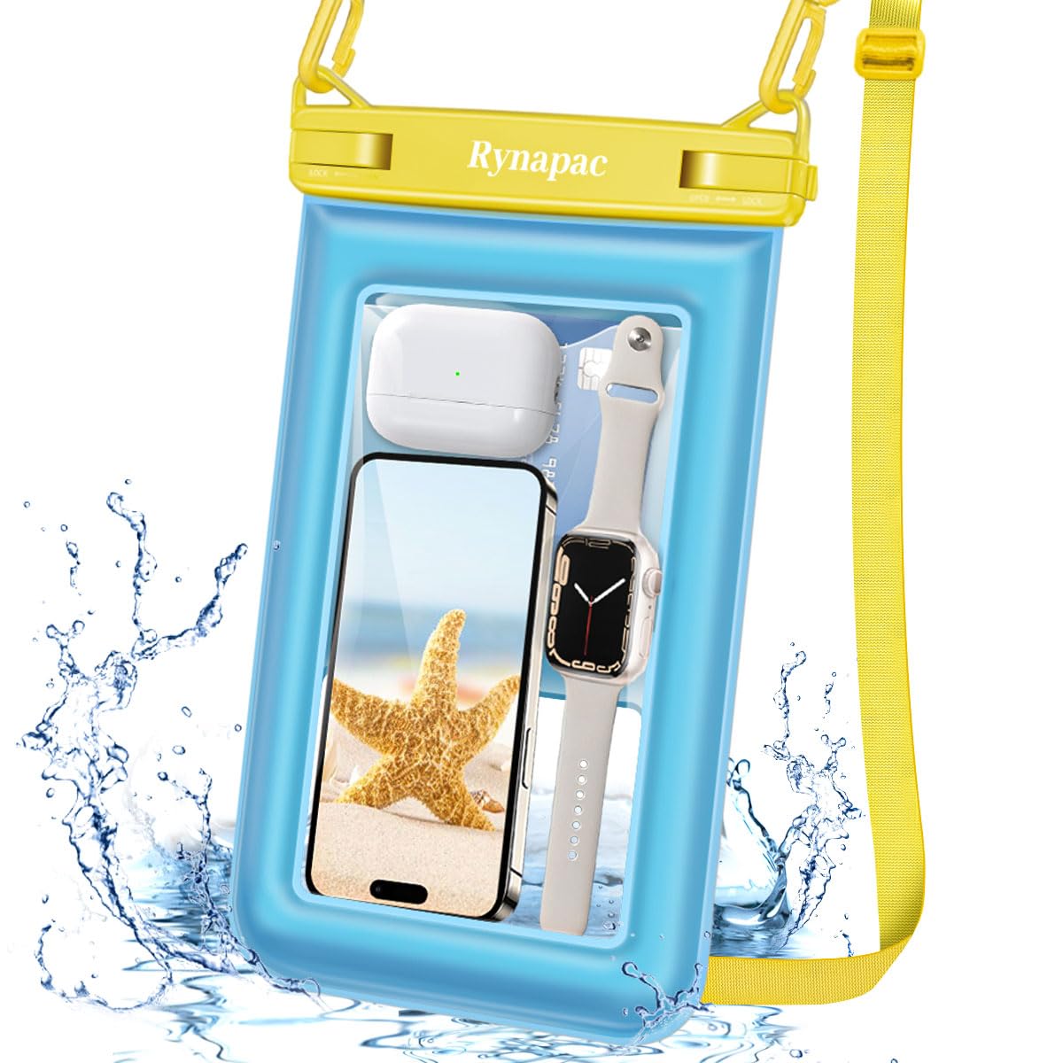 Rynapac Waterproof Phone Pouch Floating - 10in Waterproof Phone Case for Beach Essentials, IPX8 Underwater Cellphone Holder with Lanyard for iPhone 16