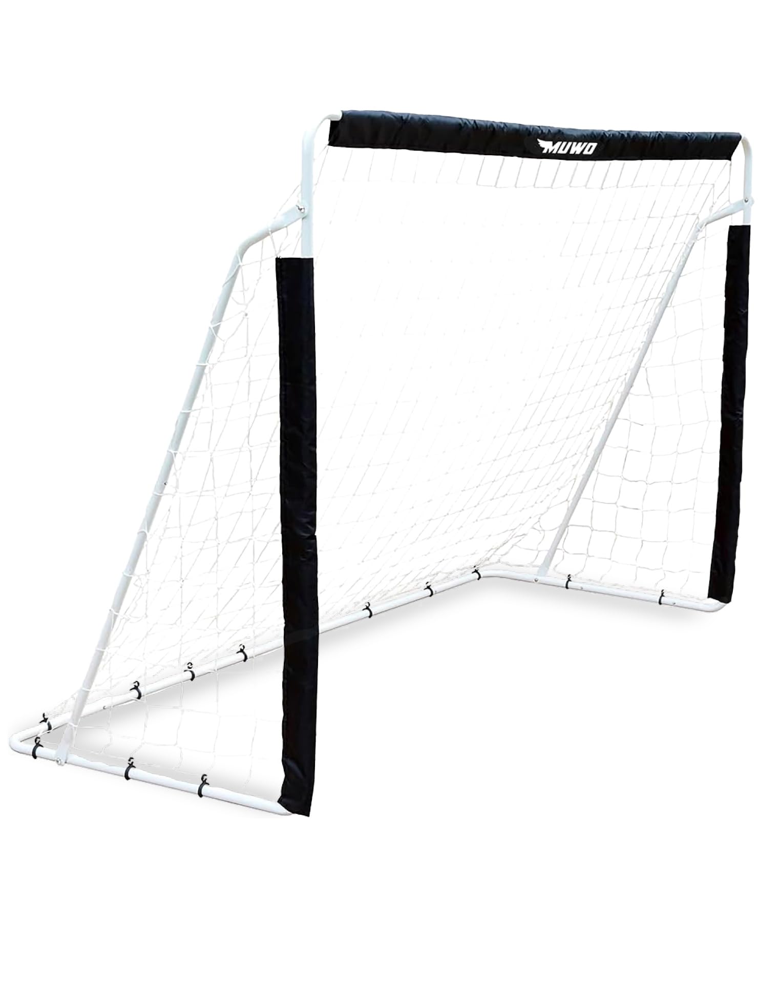 MUWO Fußballtor aus Stahl mit Textilmantel 240 x 150 cm, wetterfest und Outdoor geeignet, für Hof und Garten, zum Trainieren und für Freundschaftsspiele