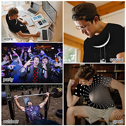 Fanient ALI-BBZL1A011L Mens Short Sleeve Unisex Funny 3D Tunnel Graphics Summer Fashion Crewneck Tees L thumb #6