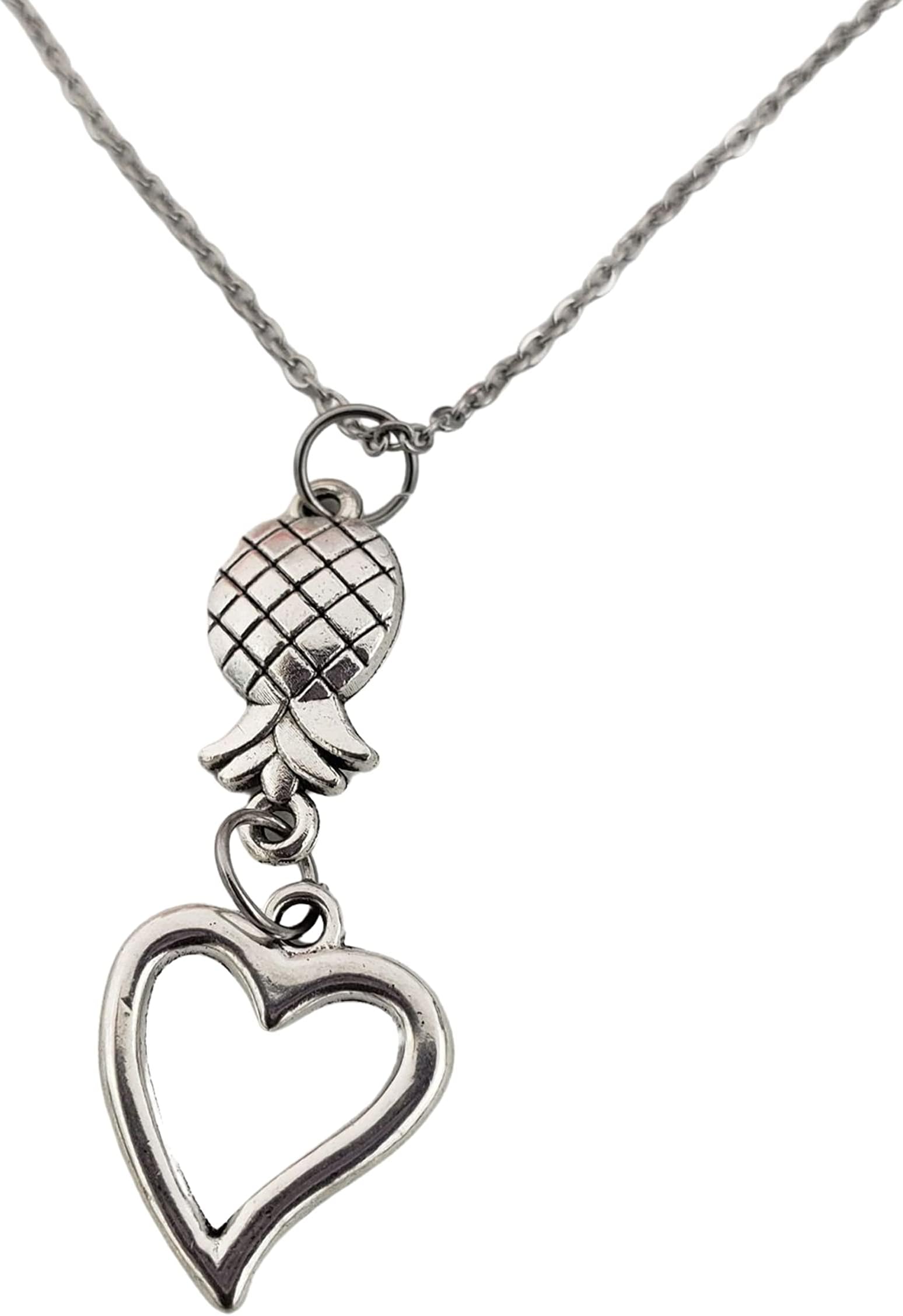 Upside Down Pineapple Necklace, Accessories, Upside Down Pineapple Jewelry, Silver Necklace, Stainless Steel Chain, Queen, Love, Relationship, Upsidedown, Valentines Christmas