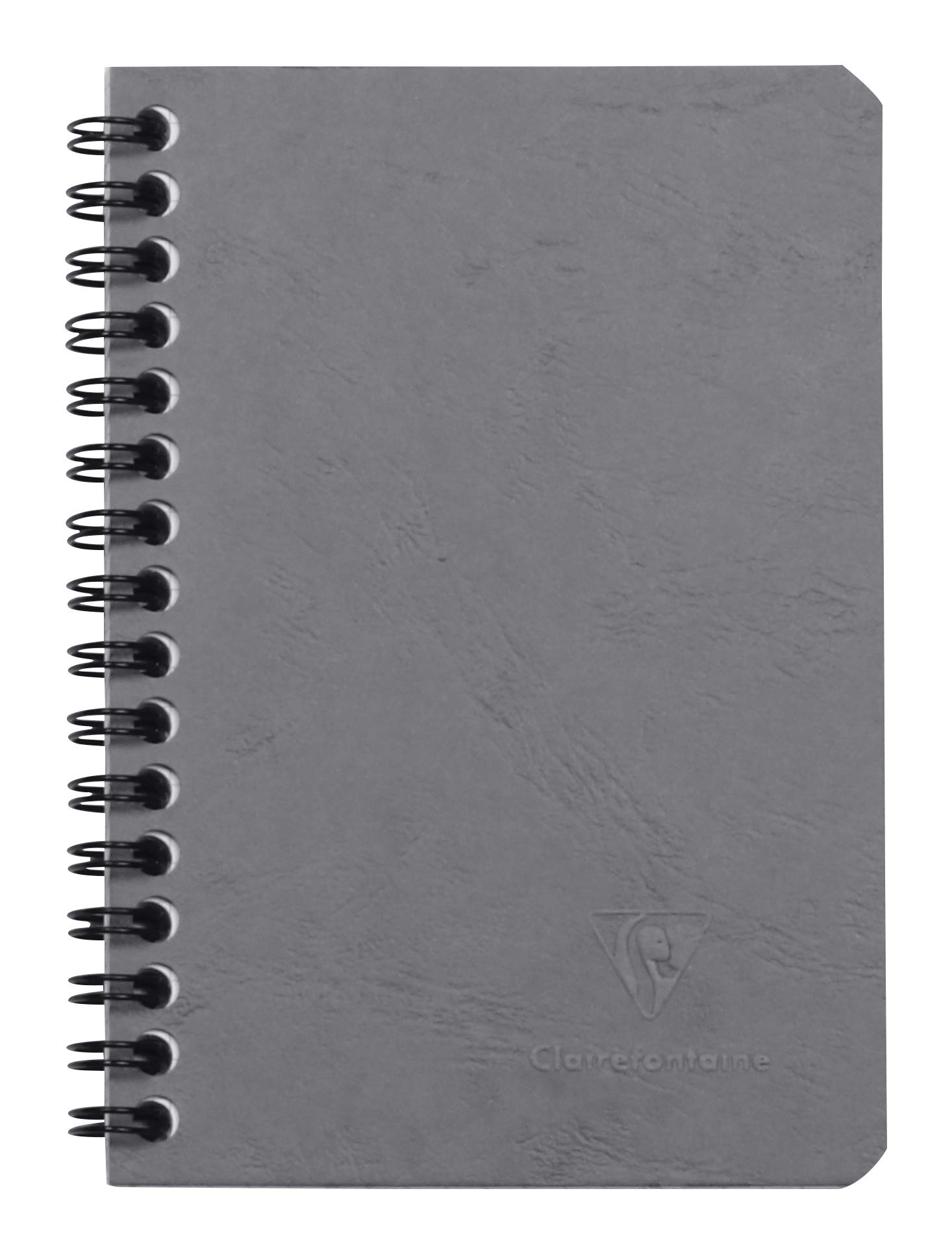 Clairefontaine - Ref 785965C - Age Bag Wirebound Notebook (100 Pages) - 9 x 14cm, Lined Rulings, 90gsm Brushed Vellum Paper, Pocket for Loose Documents - Grey Cover