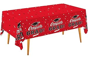 Gongrats Grad Table Decorations 2023, 3 Classy Red Grad Table Covers for...