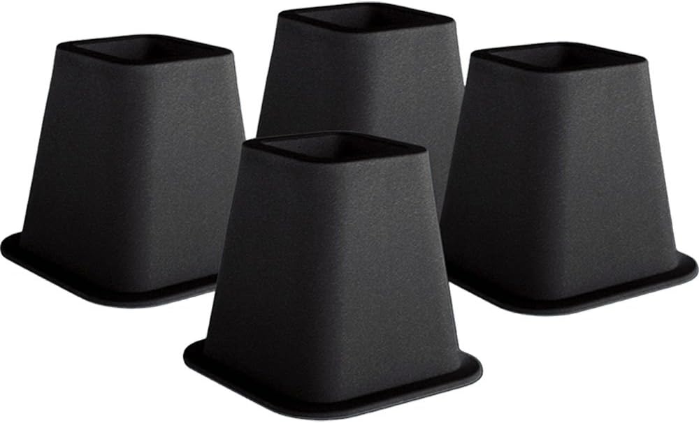 Trademark Home Collection 4-Pack Bed Risers, 6-Inch, Black