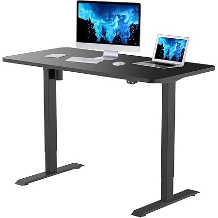 Amazon Com Flexispot Standing Desk 48 X 30 Inches Height Adjustable Desk Electric Sit Stand Desk Home Office Desks Whole Piece Desk Board Black Frame 48 In Blacktop Furniture Decor