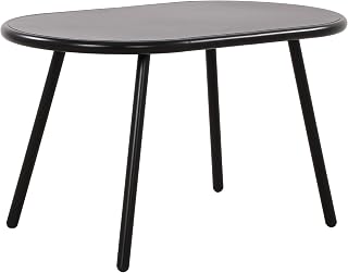 CLP Couchtisch Velva I Ovaler Loungetisch für draußen und drinnen I Gartentisch wetterfest und UV-beständig I Outdoor Beistelltisch, Farbe:schwarz
