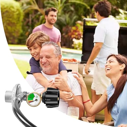 Miniatura 7 de Regulador de manguera de propano con medidor de tanque de propano, regulador universal de propano QCC1 de 8 pies y kit de manguera para parrilla de
