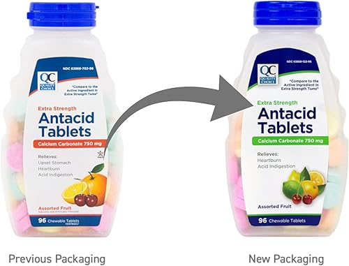 Miniatura 4 de Quality Choice Tabletas antiácidas extra fuertes, carbonato de calcio 750 mg, sabor a fruta surtido, 96 tabletas masticables