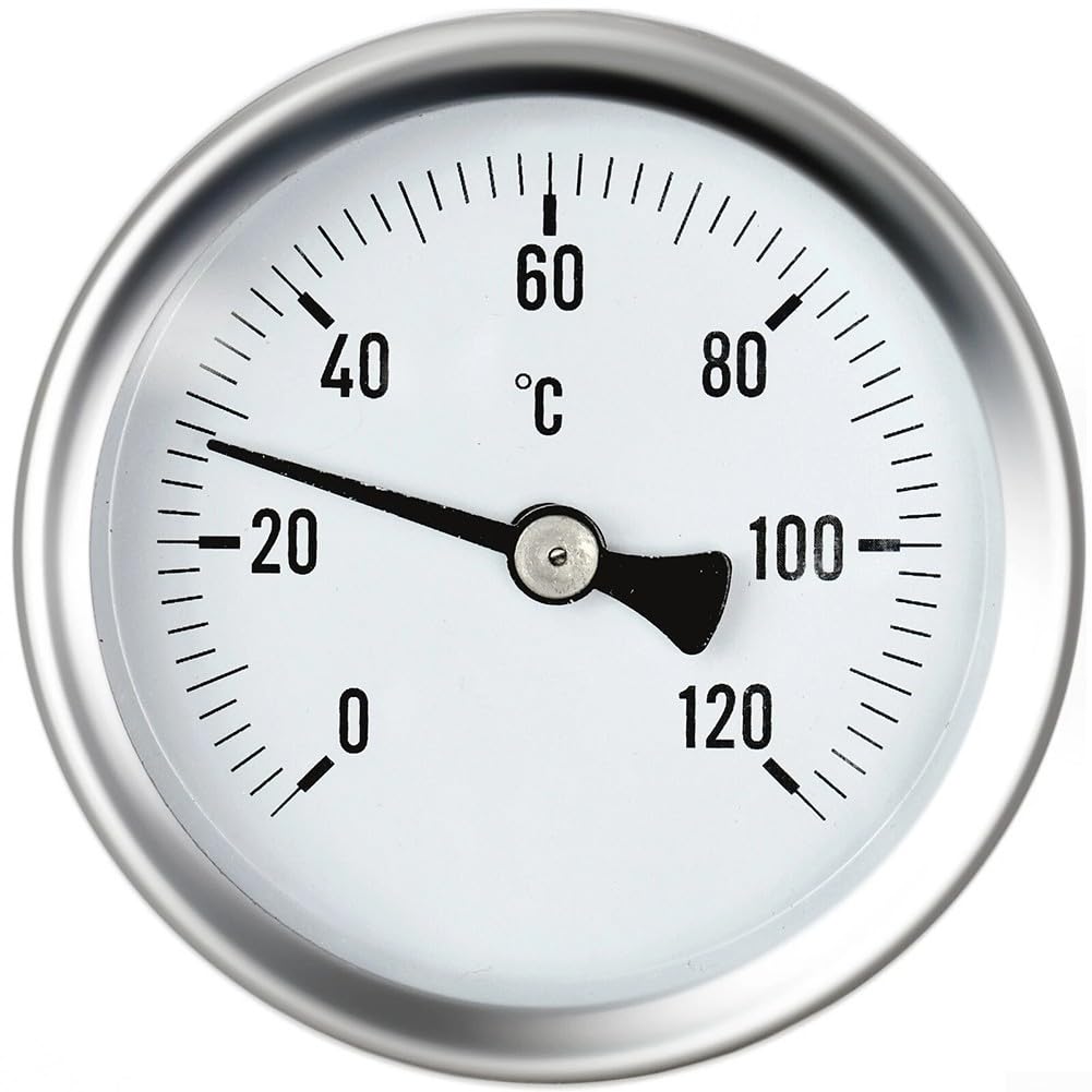 Termometro a quadrante con sensore in ottone e tubo capillare da 100 cm, calibro analogico da 0 a 120 °C per una misurazione accurata della temperatura di acqua, olio o liquidi nel